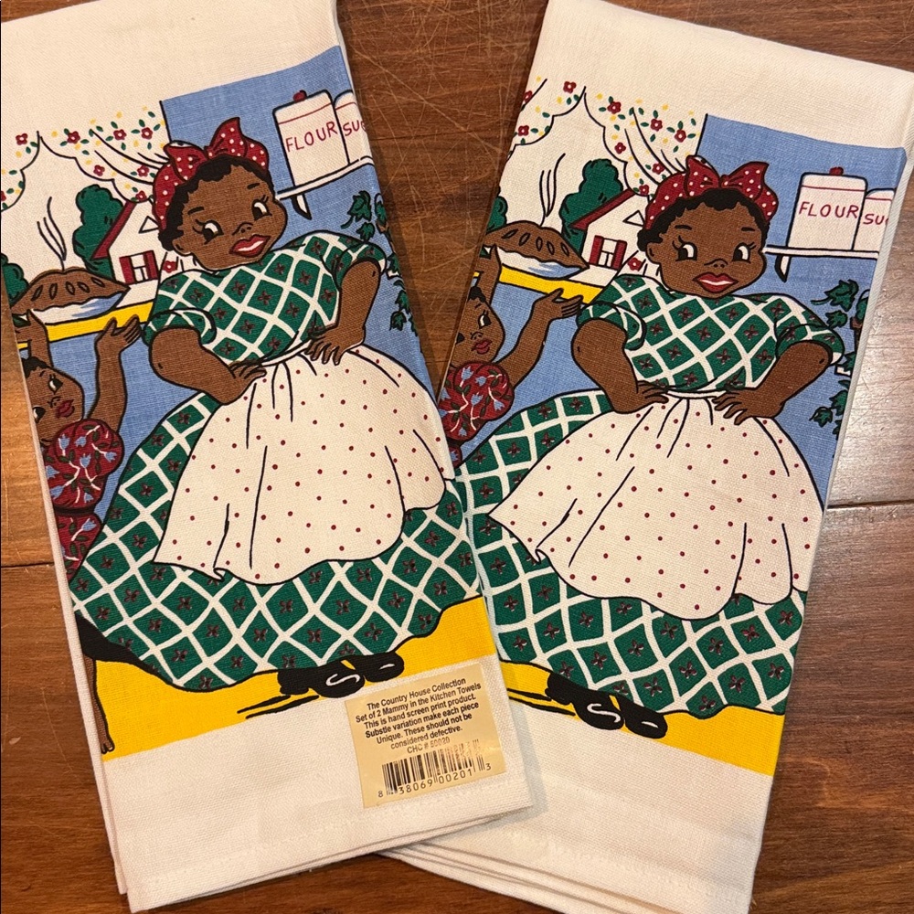 NWT Vintage Black Americana Set of 2 Tea Towel 100% Cotton NEW 16 X 27 Kichen